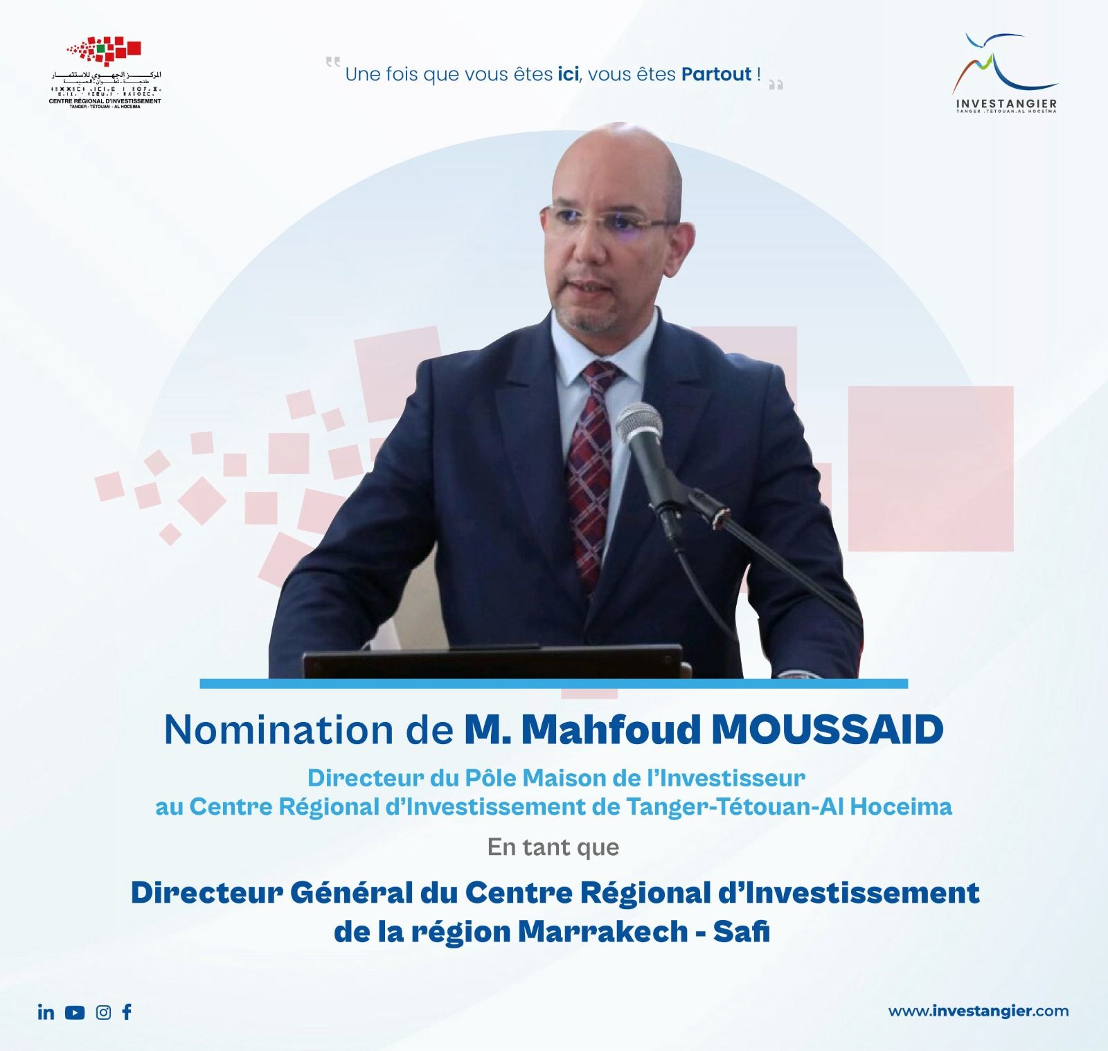 Nomination de M. Mahfoud MOUSSAID, Directeur du Pôle Maison de l’Investisseur au CRI TTA